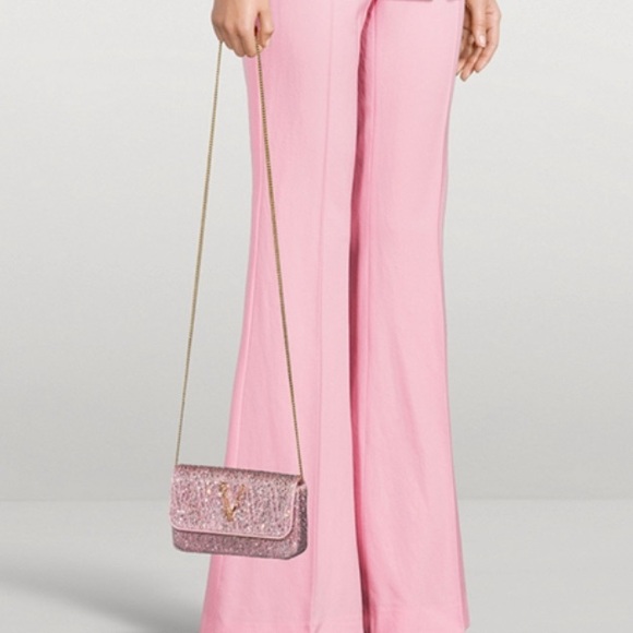 New Authentic VERSACE Mini Virtus Crystal-Embellished Satin Crossbody Bag - Picture 3 of 11